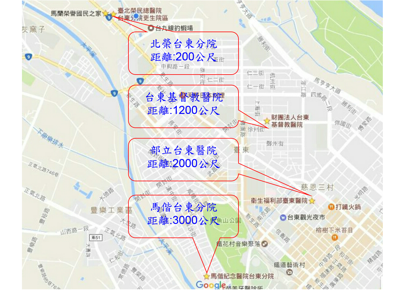 馬蘭榮家鄰近醫療院所地圖