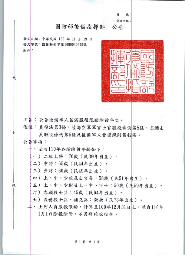 Re: [問卦] 所有七年級生要教召14天??