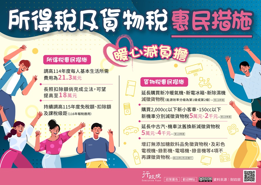 「所得稅及貨物稅暖心減負擔措施」
