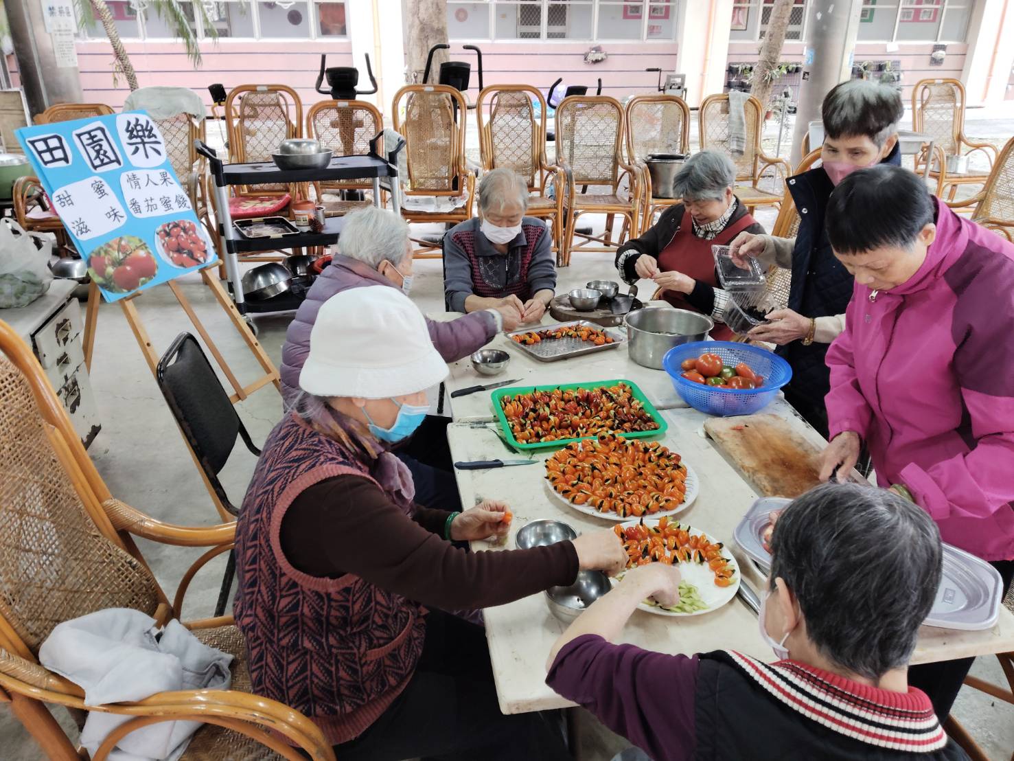 圖5:自己採摘種植番茄,長輩認真番茄夾芒果青、蜜餞