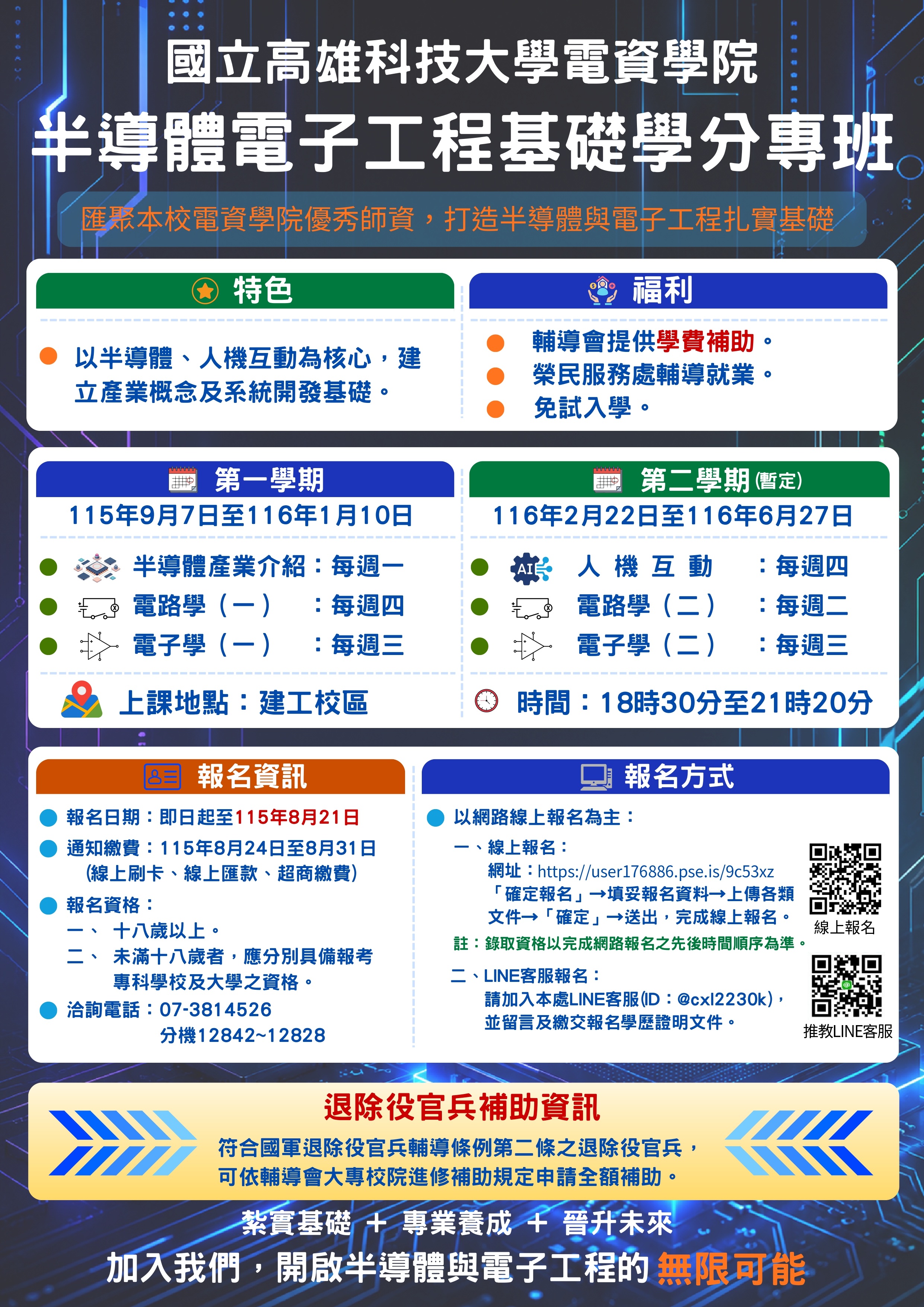 國立高雄科技大學電資學院辦理半導體電子工程基礎學分班--海報