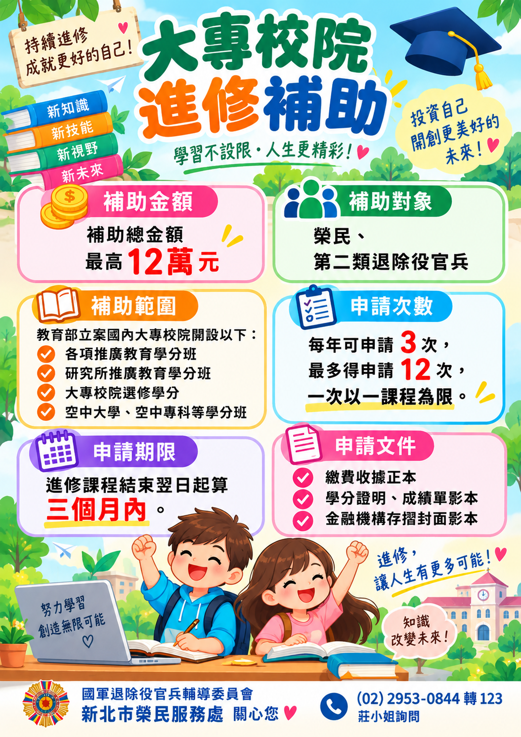 大專校院進修補助權益宣傳圖